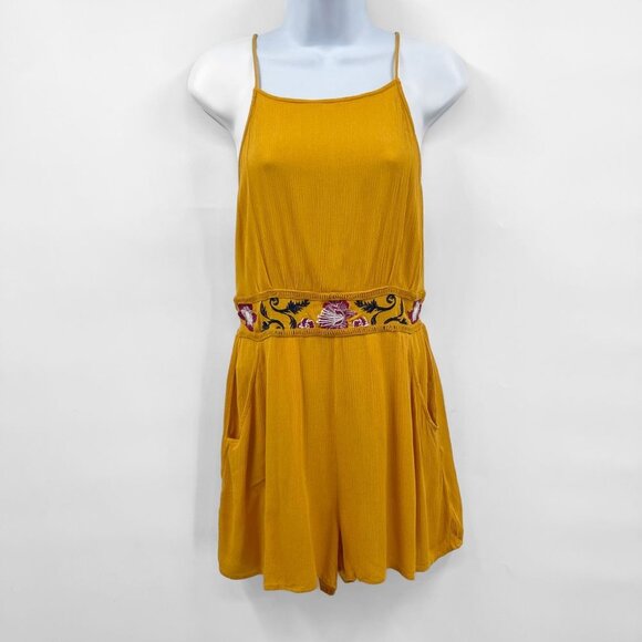 Blue Rain Embroidered Floral Gauzy Romper Sleeveless Boho Chic Western Medium - Picture 3 of 10